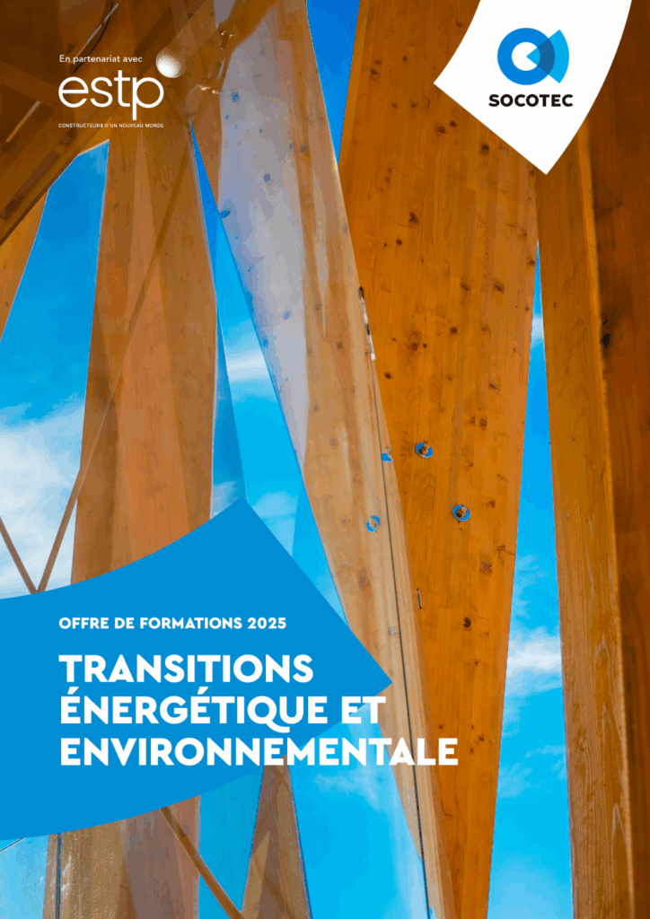 Couverture Catalogue SOCOTEC x ESTP : Offres de formation 2025. Transitions énergétiques et environnementales