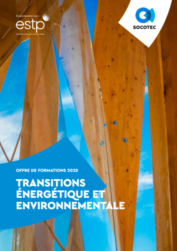Couverture Catalogue SOCOTEC x ESTP : Offres de formation 2025. Transitions énergétiques et environnementales
